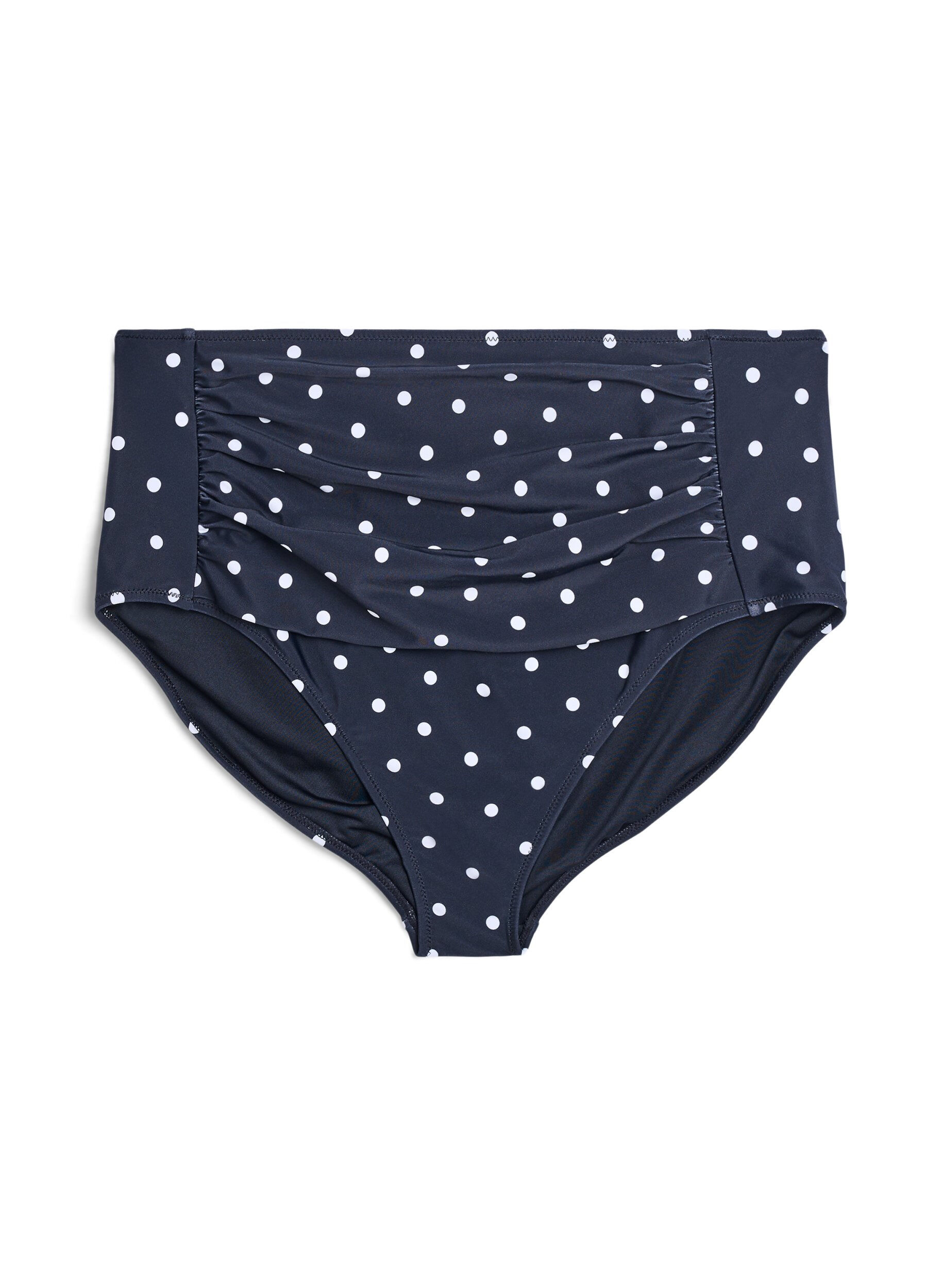 H&oslash;ytlivs bikinitruse med polkaprikker