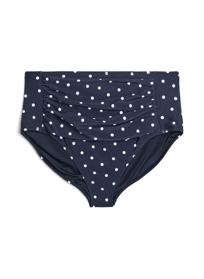 H&oslash;ytlivs bikinitruse med polkaprikker, Svart, Packshot image number 0