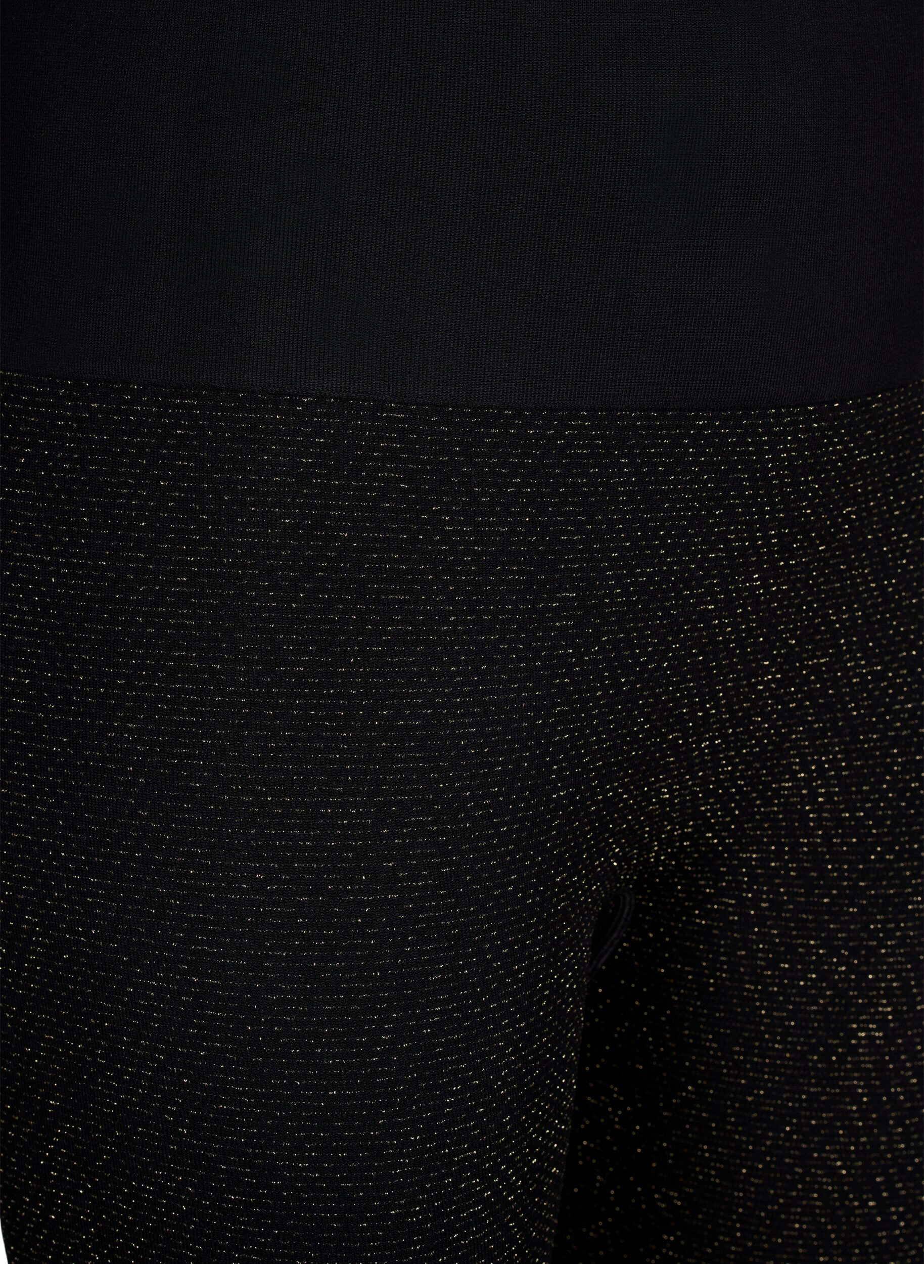 Zizzi S&oslash;ml&oslash;s glittertights, Black Gold Lurex, Packshot image number 2