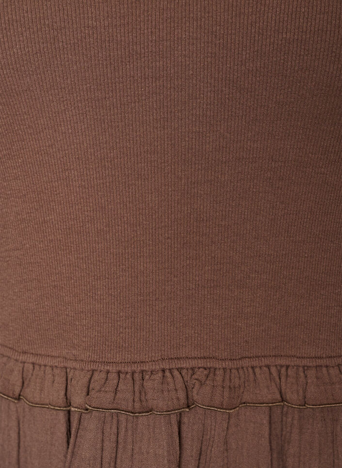 Ermel&oslash;s bomullskjole med ribb og musselin, Brun, Packshot image number 2