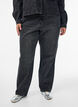 Straight fit jeans med rhinesteiner og høy midje, Grå, Model image number 2