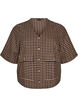 Bluse med ruter og brystlommer, Brun, Packshot image number 0