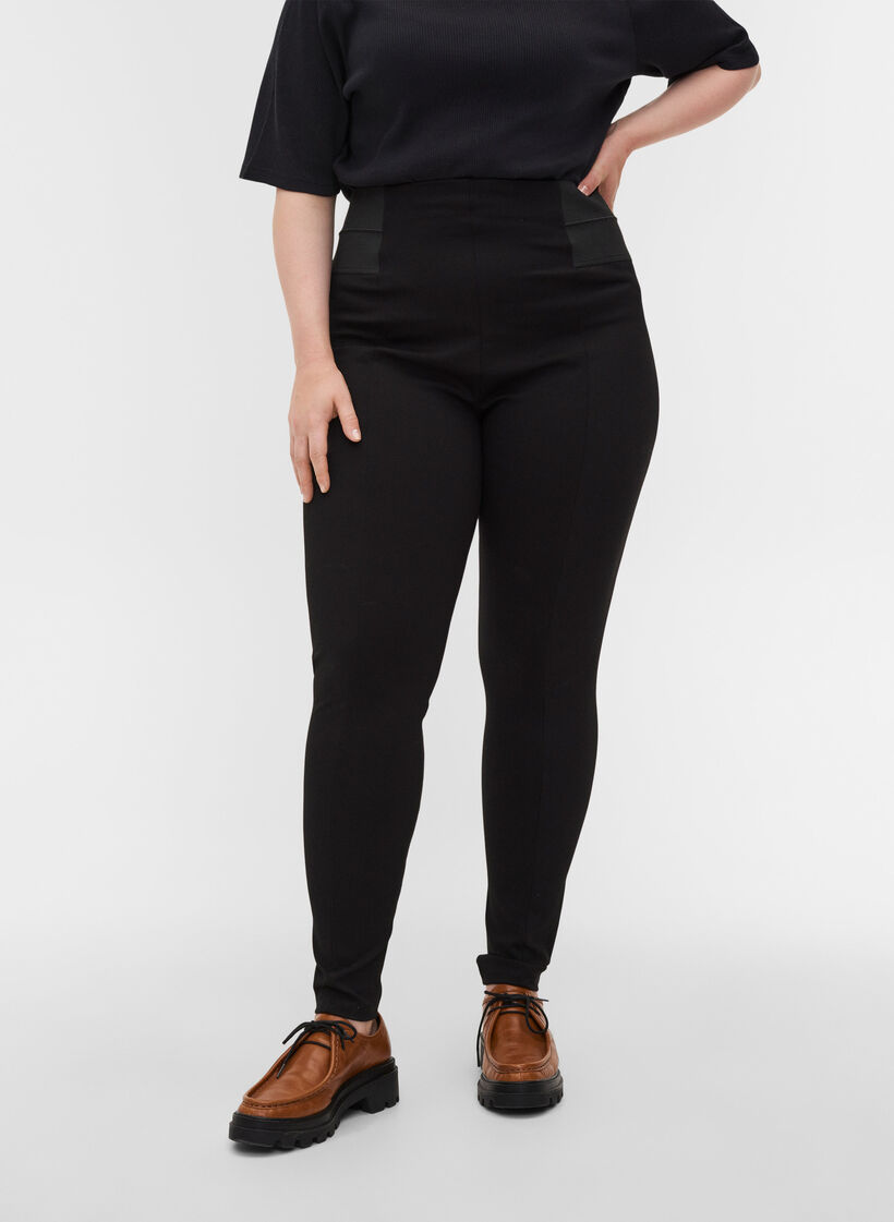 Leggings med bred strikk i livet, Svart, Model