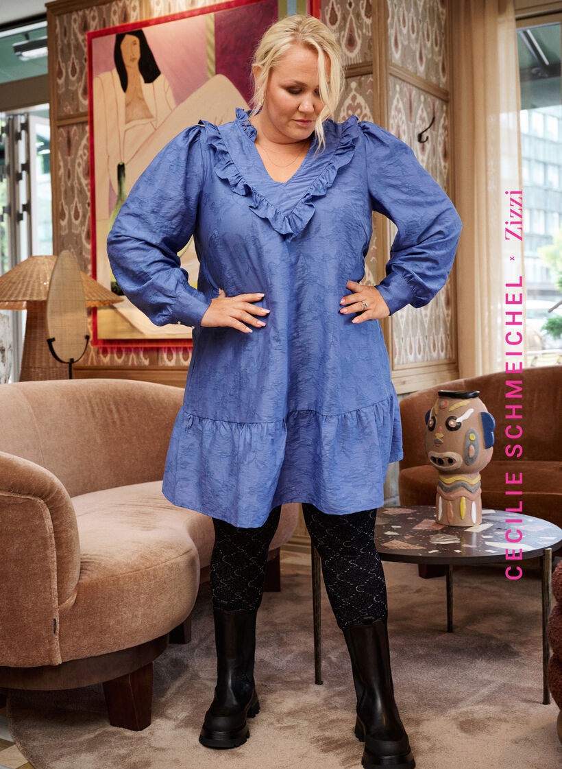 Sømløs tights med sølvfarget mønster, Black, Image image number 0