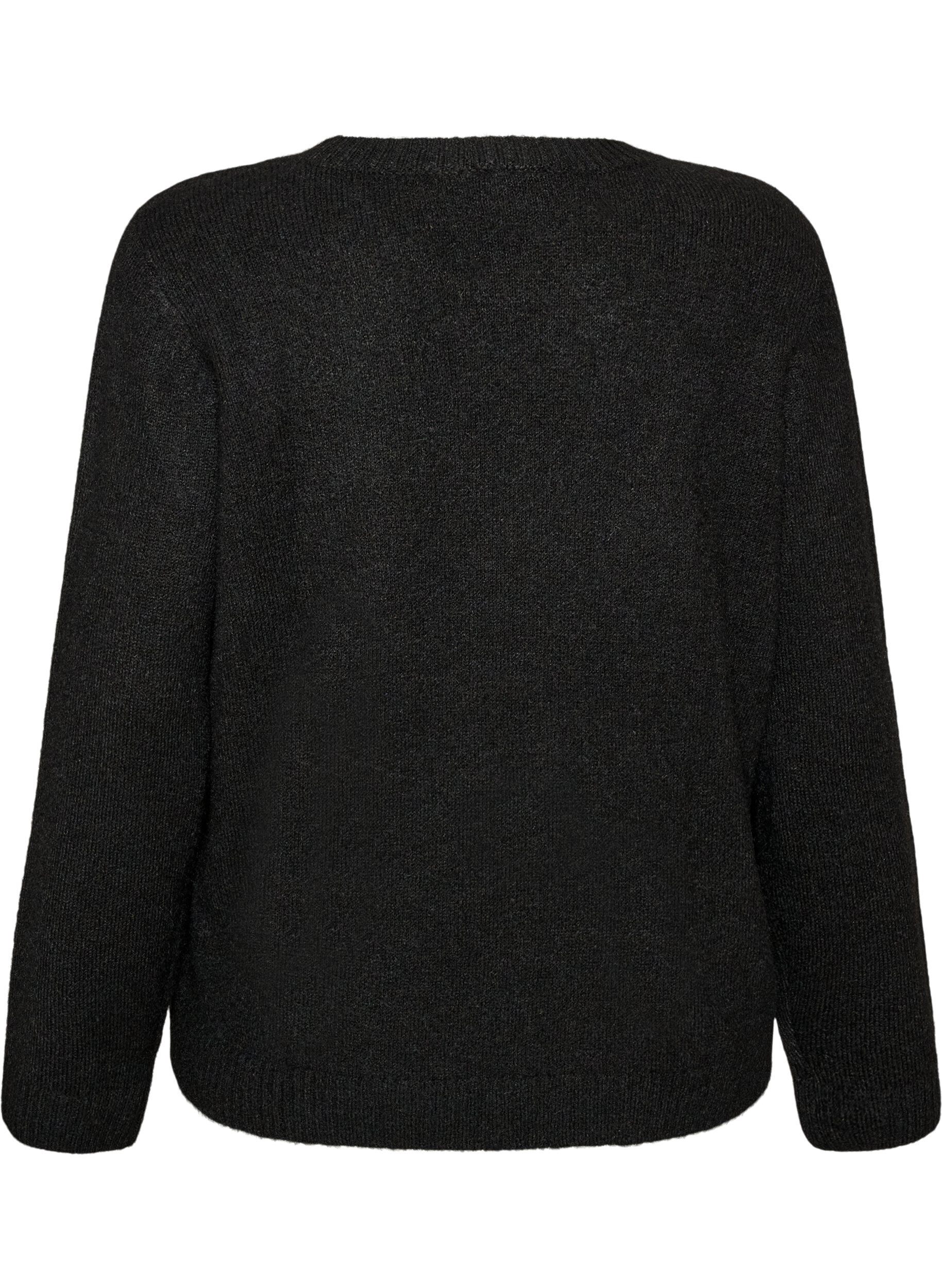 ZizziLoose fit genser med rund hals, Svart, Packshot image number 1