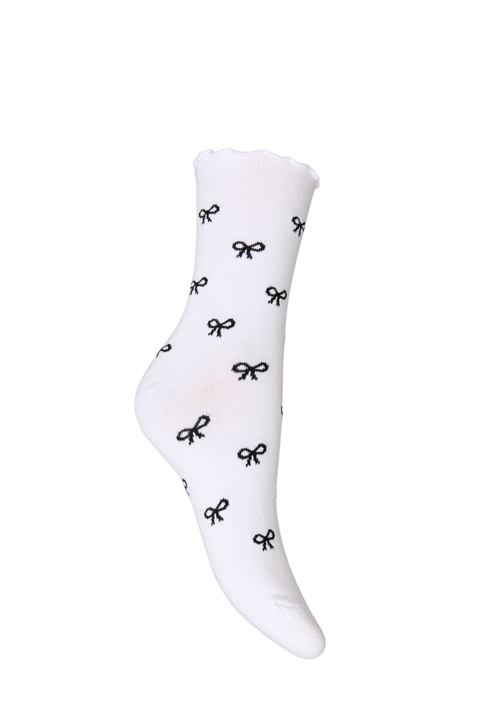 ZizziBomullssokker med m&oslash;nster, Hvit, Packshot image number 1