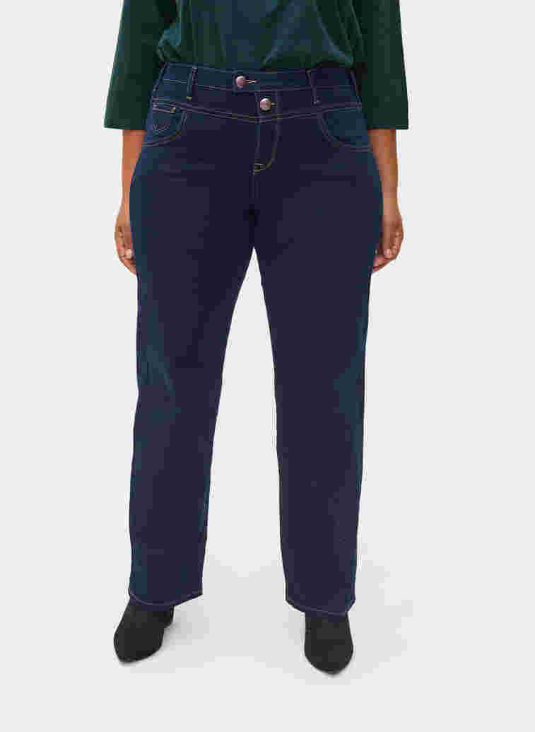 Regular fit Gemma jeans med høyt liv, Blue denim, Model image number 3