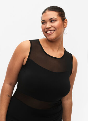 Ermeløs kjole med slim fit, Black, Model image number 2
