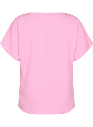 Zizzi Bluse med korte ermer og rund hals, Rosa, Packshot image number 1