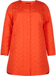 Quiltet jakke med knapper, Tangerine Tango