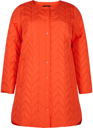 Quiltet jakke med knapper, Tangerine Tango, Packshot image number 0
