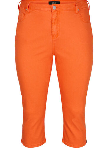 Tettsittende capribukser med glidelås, Orange , Packshot image number 0