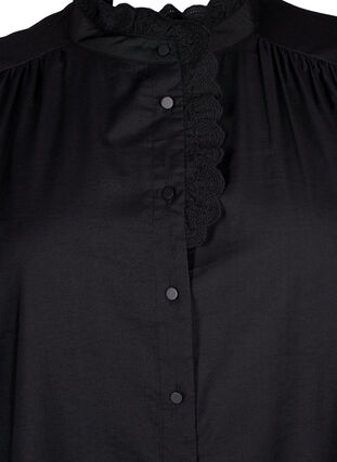 Viscose skjorte Bluse med ruffles, Black, Packshot image number 2