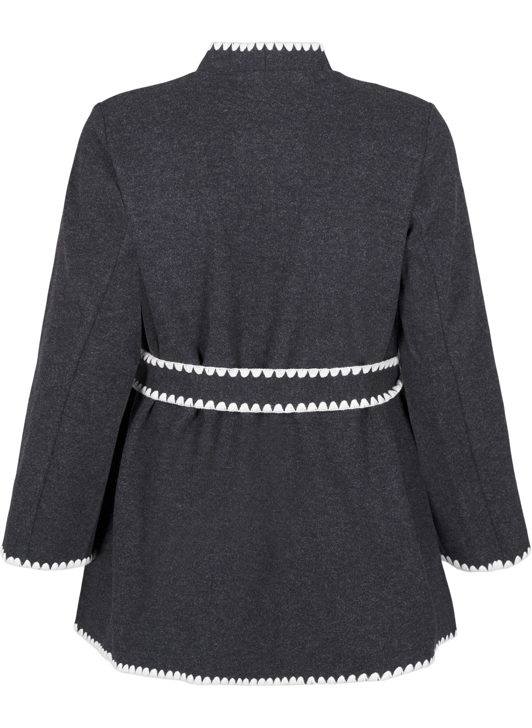 Zizzi Jakke med kontrastfargede kanter, Dark Grey Melange, Packshot image number 1
