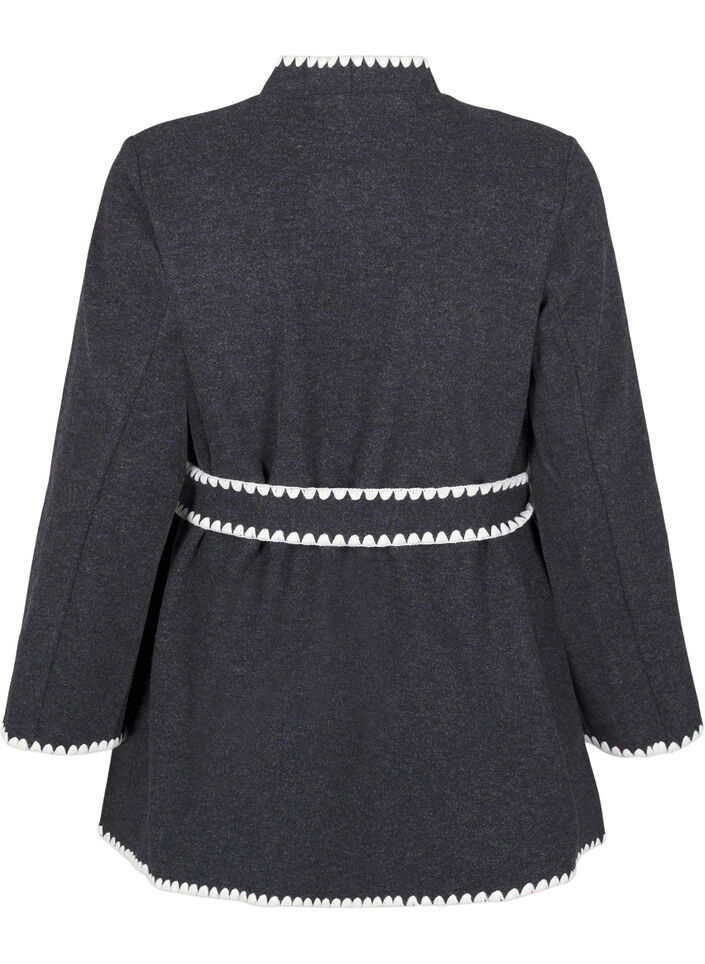 Jakke med kontrastfargede kanter, Dark Grey Melange, Packshot image number 1