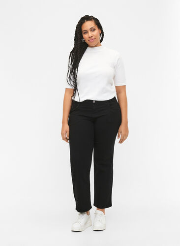 Regular fit Gemma jeans med høyt liv, Black, Model image number 0