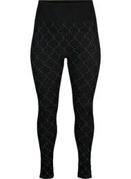 Sømløs tights med sølvfarget mønster, Black