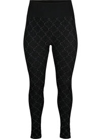 Sømløs tights med sølvfarget mønster