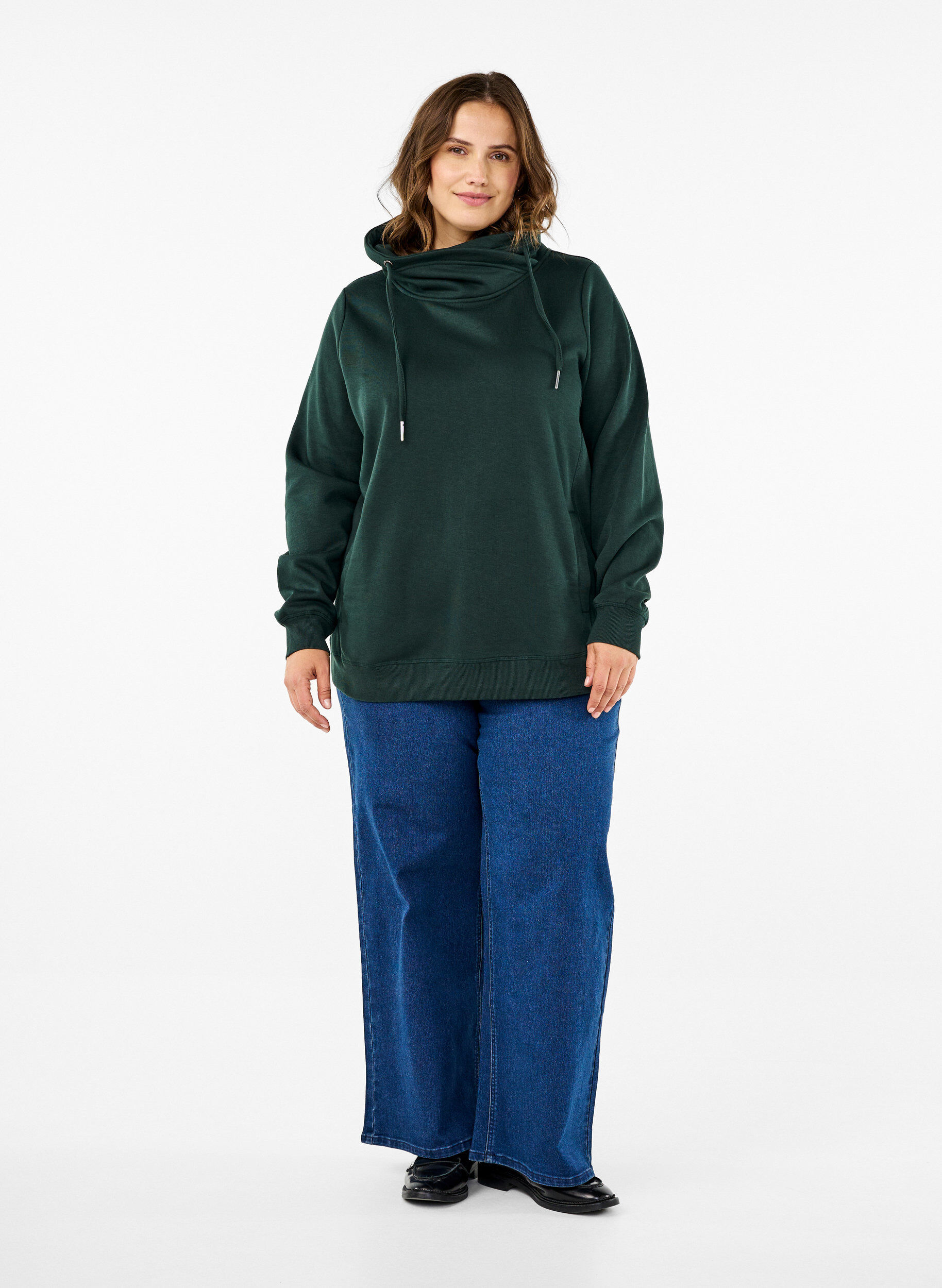 Zizzi FLASH - Genser med h&oslash;y krage, Scarab, Model image number 2