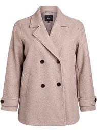 Kort k&aring;pe med dobbeltradede knapper, Beige