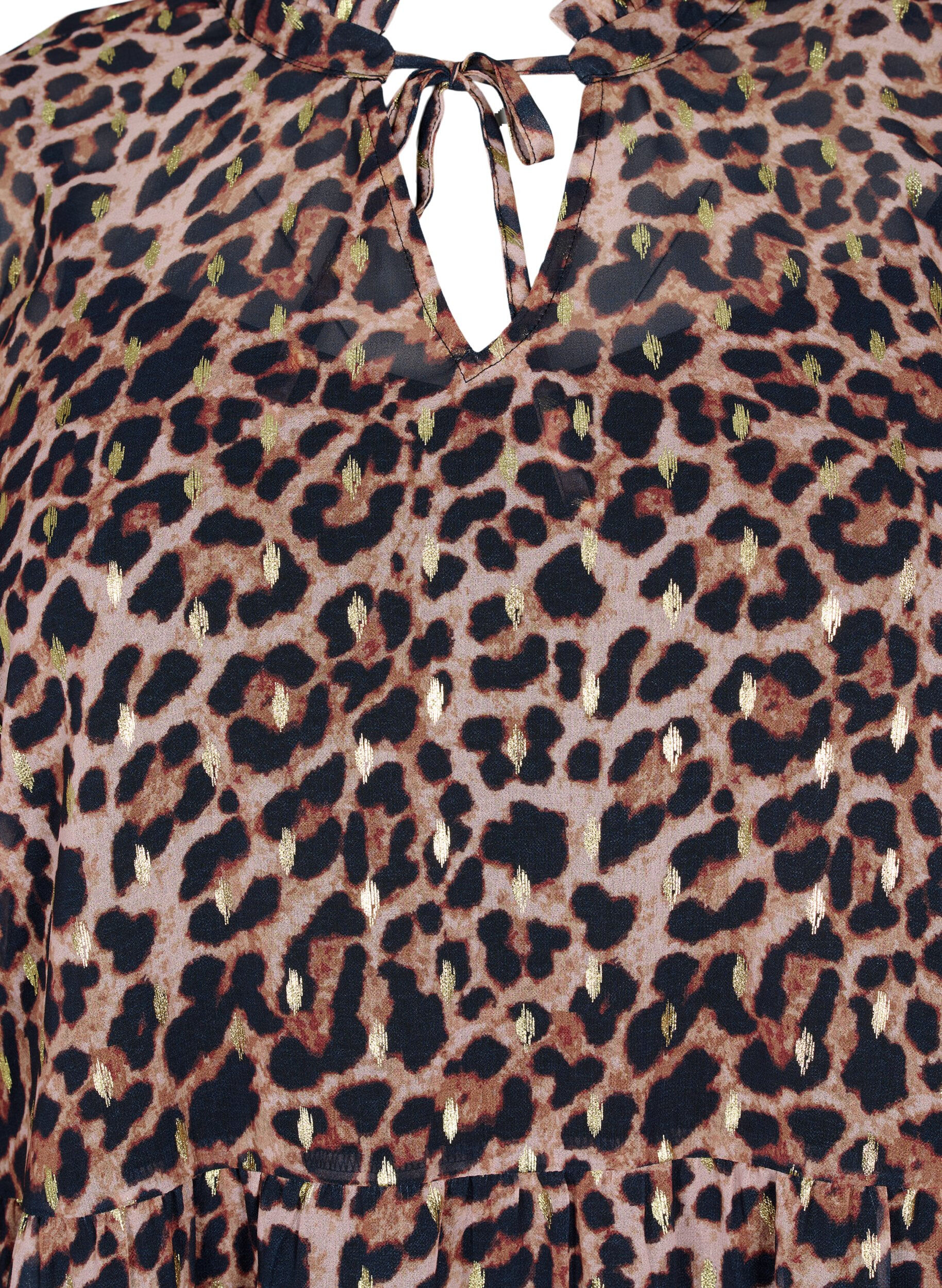 Zizzi Tunika med leopardm&oslash;nster og lurex, Leopard AOP, Packshot image number 2