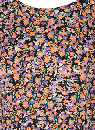 Mønstrete kjole med korte ermer, Black Flower AOP, Packshot image number 2