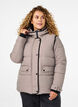 Kort puffjakke med kontrastdetaljer, Beige, Model image number 0