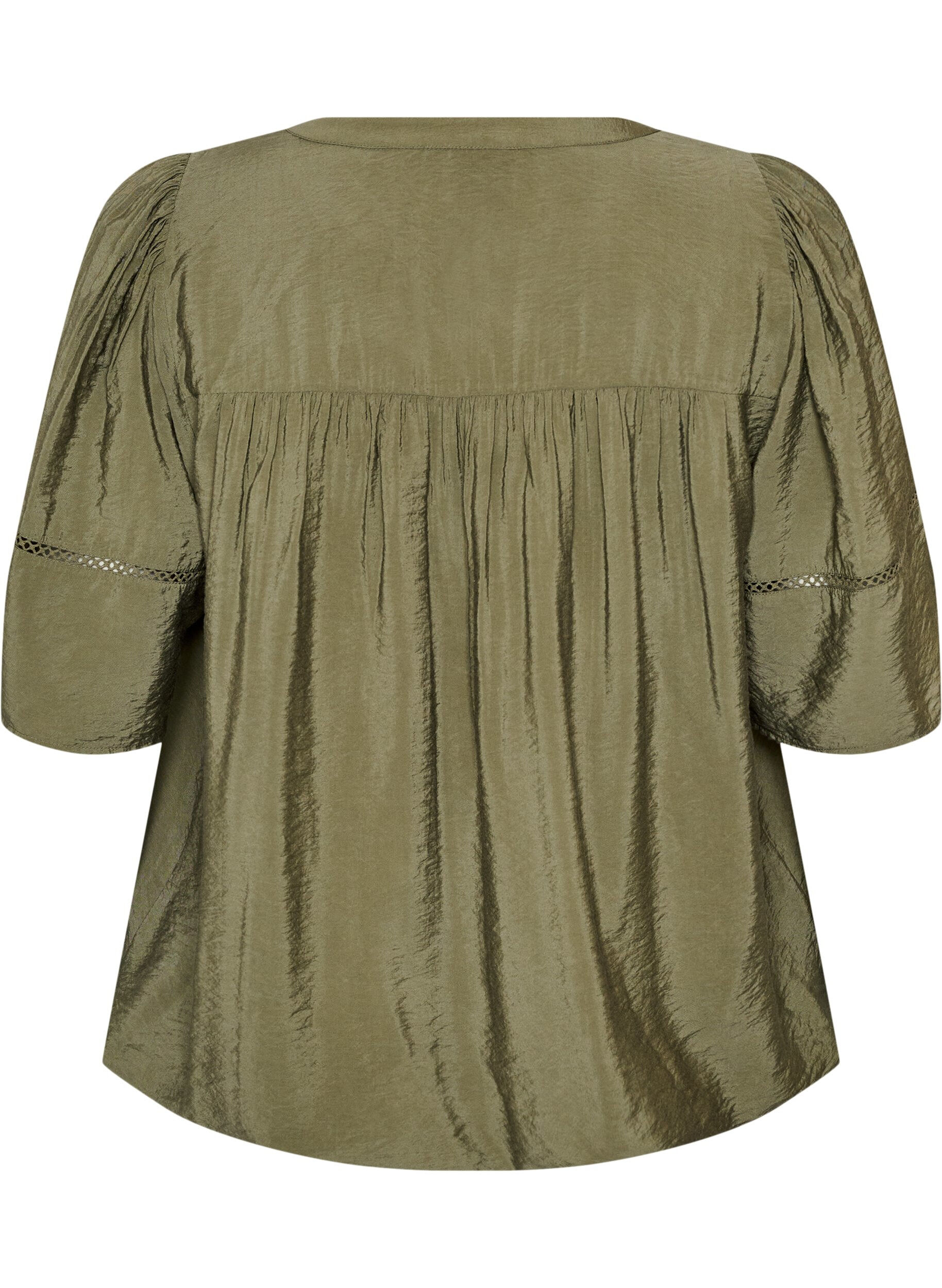 ZizziViskosebluse med legg og ballongeffekt, Gr&oslash;nn, Packshot image number 1