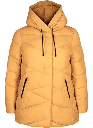 Vindtett jakke med hette og lommer, Spruce Yellow, Packshot image number 0