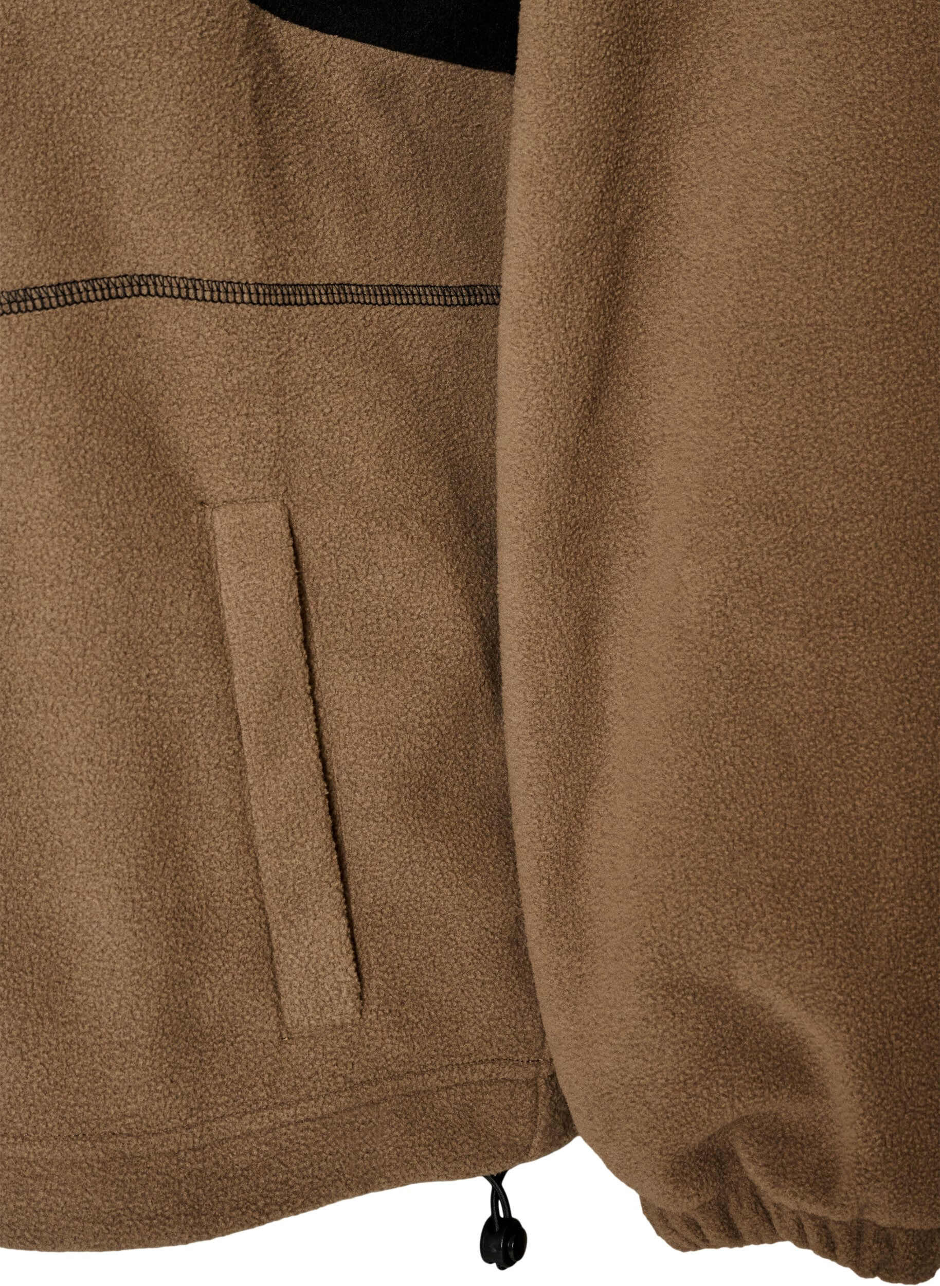 ZizziFleeceanorakk med hette og kontrastpanel, Brun, Packshot image number 3