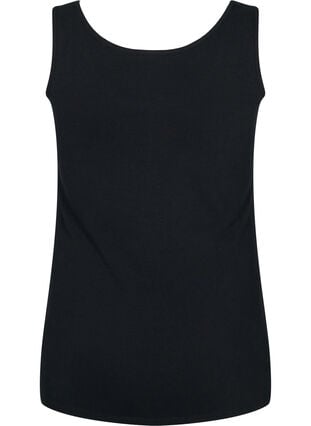 Zizzi Ensfarget basic topp i bomull, Svart, Packshot image number 1