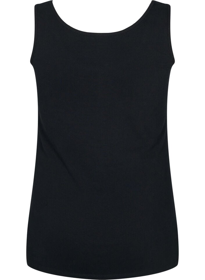 Ensfarget basic topp i bomull, Svart, Packshot image number 1