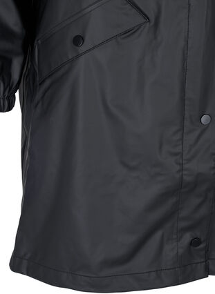 Zizzi Regnjakke med hette og knappelukking, Black, Packshot image number 3