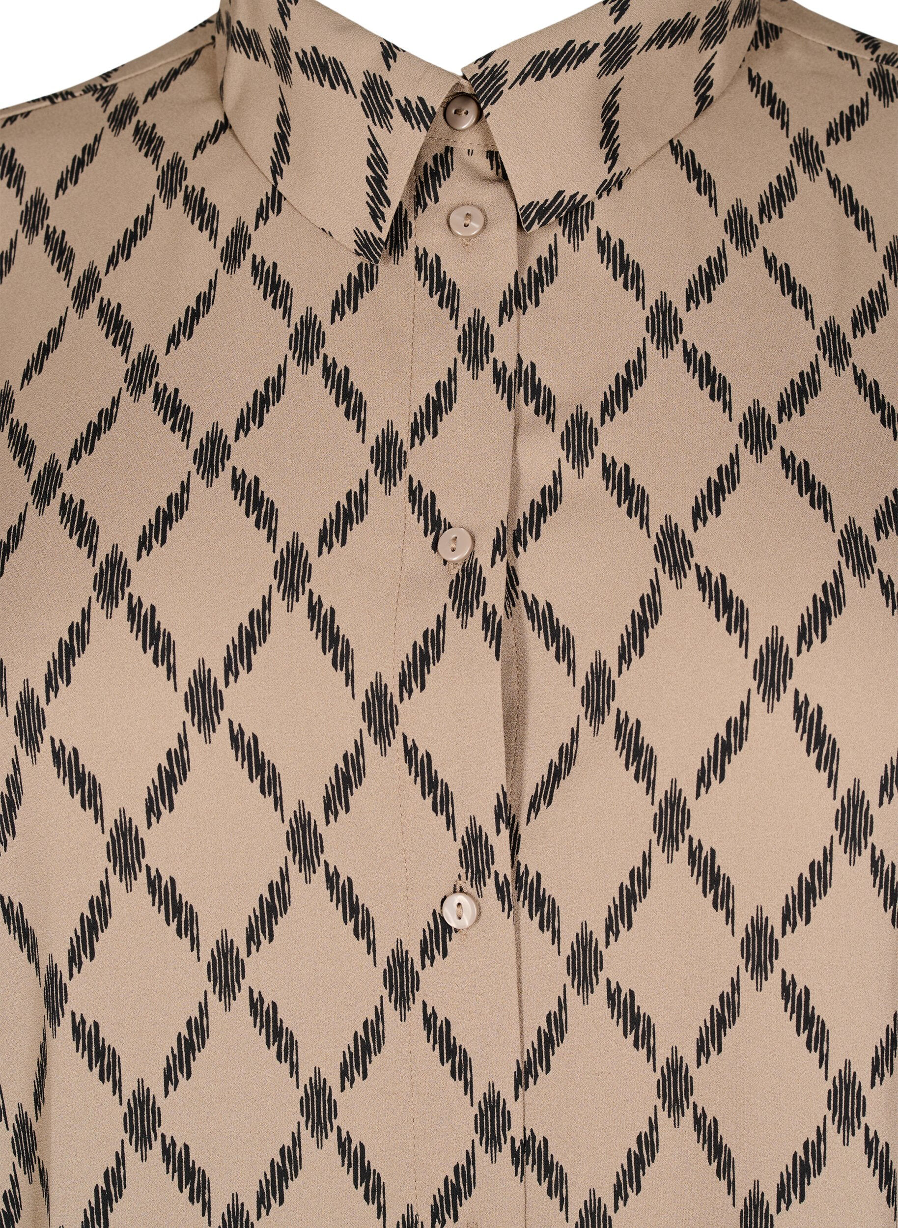 Zizzi M&oslash;nstret skjorte med lange ermer, Grafic AOP, Packshot image number 2