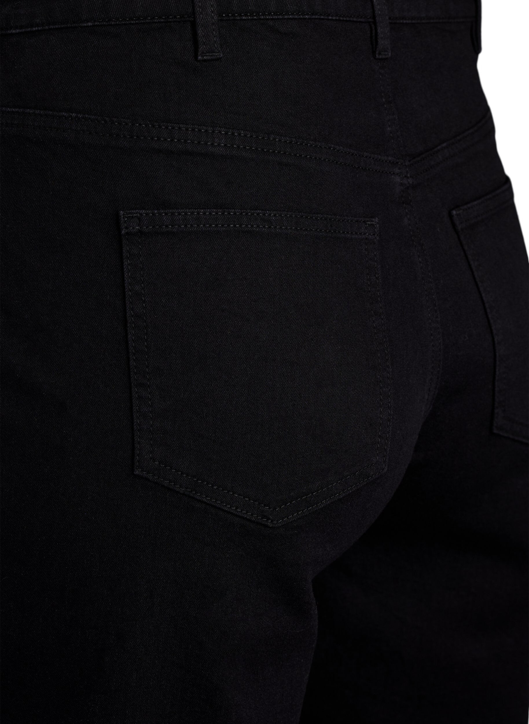 ZizziL&oslash;se denimshorts med h&oslash;y midje, Svart, Packshot image number 3