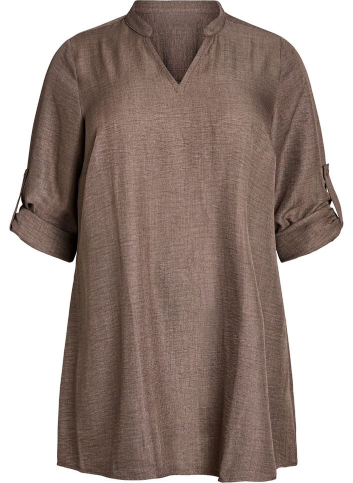 Tunika med rund hals, Brun, Packshot image number 0