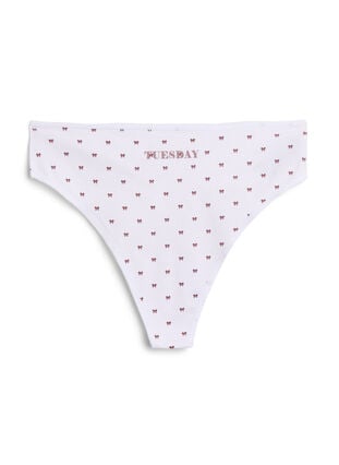 Zizzi 7-pakning G-strenger i bomull med ukedager trykt, Rosa, Packshot image number 3