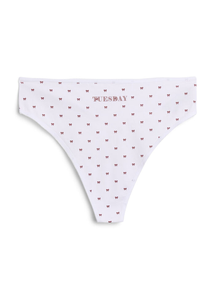7-pakning G-strenger i bomull med ukedager trykt, Rosa, Packshot image number 3