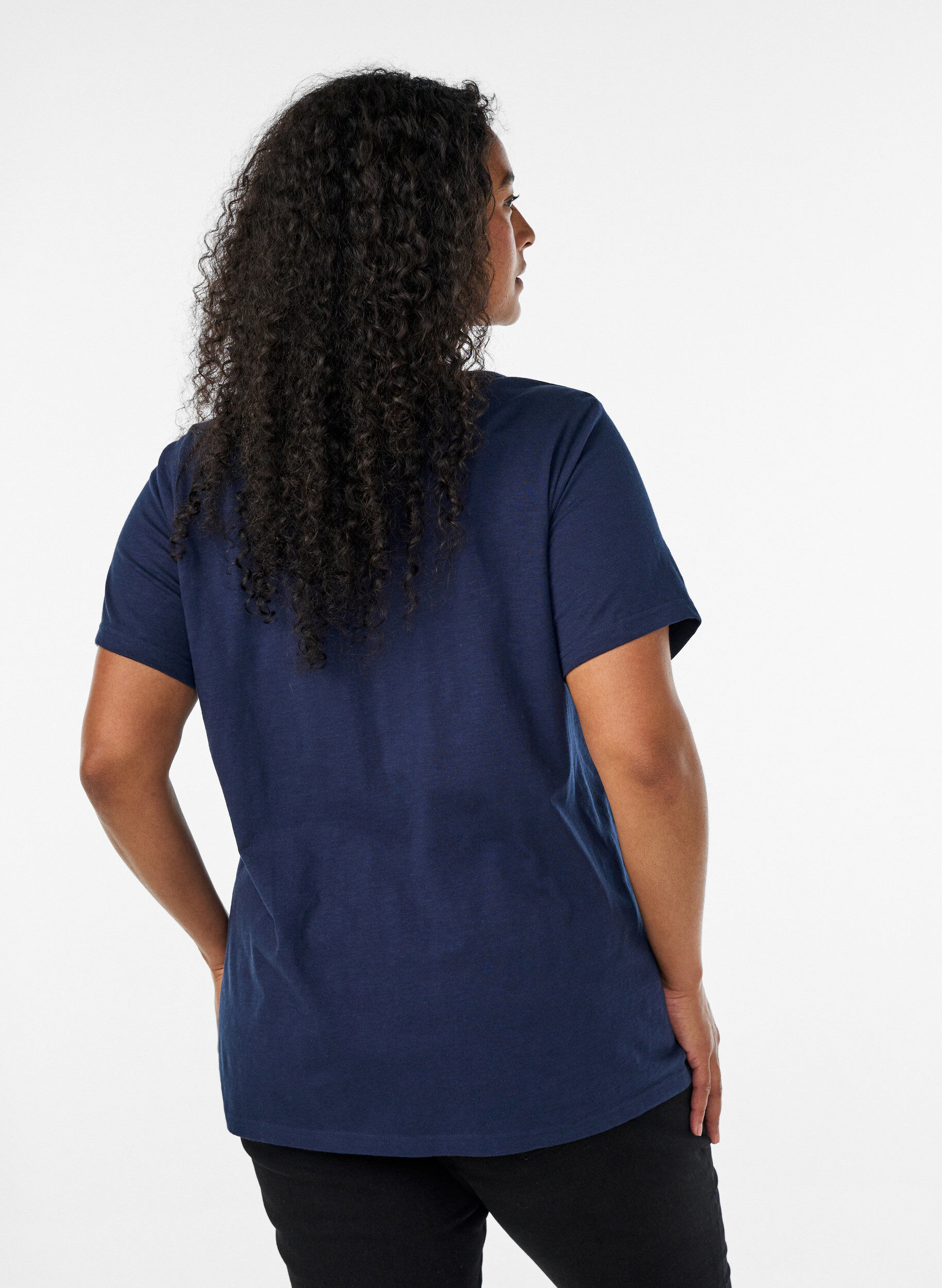 ZizziT-skjorte med knappdetalj, Bl&aring;, Model image number 2