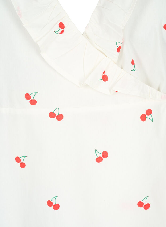 Omslagsbluse med kirseb&aelig;rtrykk i bomull, B. White/Cherry, Packshot image number 2
