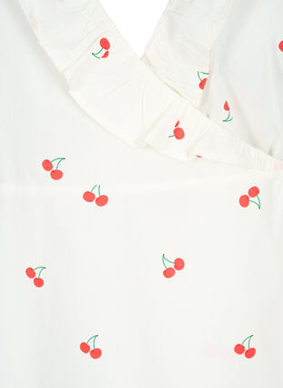 Omslagsbluse i bomull med blomstertrykk, B. White/Cherry, Packshot image number 2