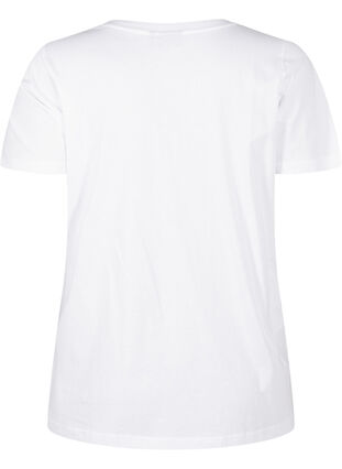 Zizzi T-skjorte i bomull med rhinestones, Bright White, Packshot image number 1