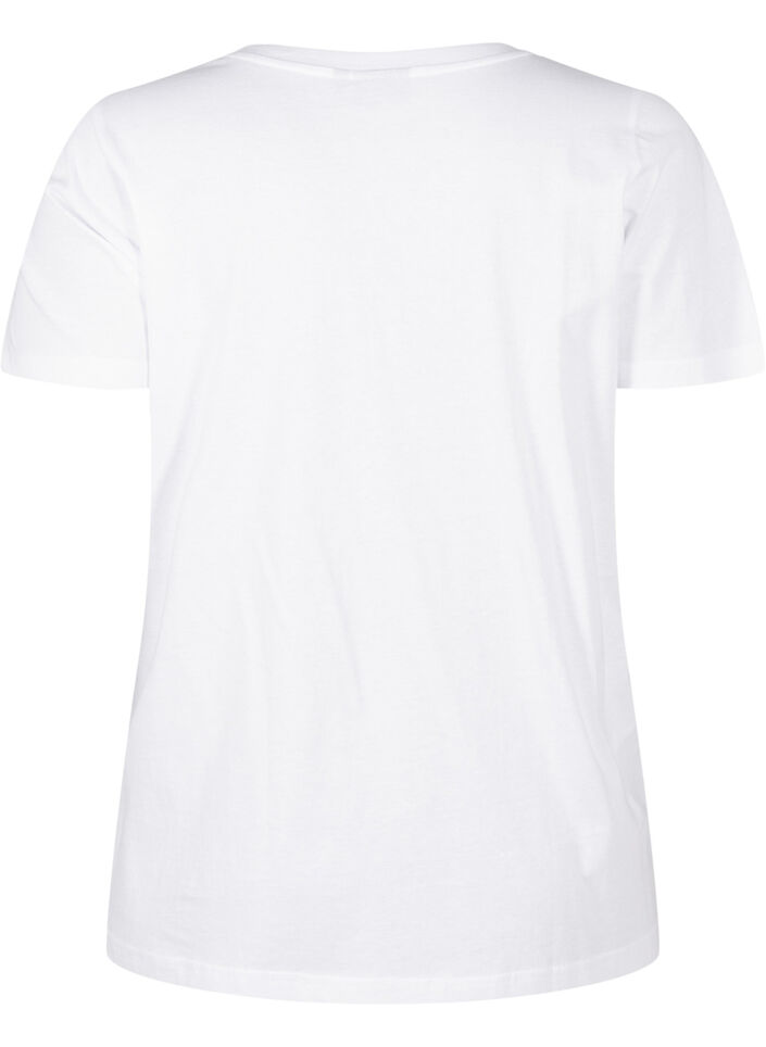 T-skjorte i bomull med rhinestones, Bright White, Packshot image number 1