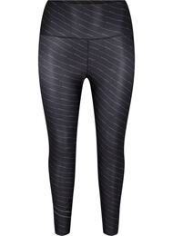 Cropped treningstights med mønster, Black w. ReflexPrint