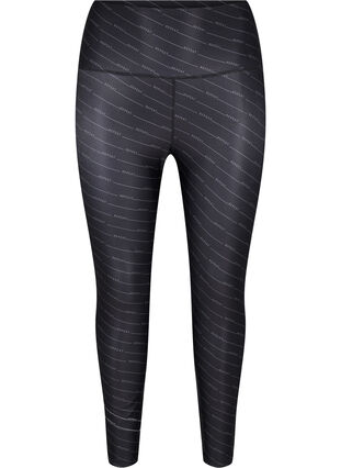 Cropped treningstights med mønster, Black w. ReflexPrint, Packshot image number 0
