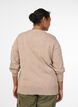 Cardigan med rund hals og stofftrukne knapper, Beige, Model image number 2
