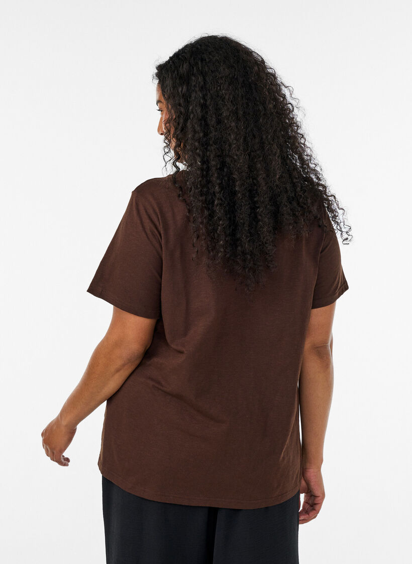 T-skjorte med knappdetalj, Brun, Model image number 2