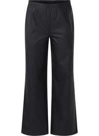 Løse bukser i imitert skinn med elastisk midjebånd, Black Løse bukser i imitert skinn med elastisk midjebånd