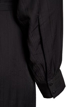 Zizzi Midikjole med knappelukking og knytebelte, Svart, Packshot image number 3