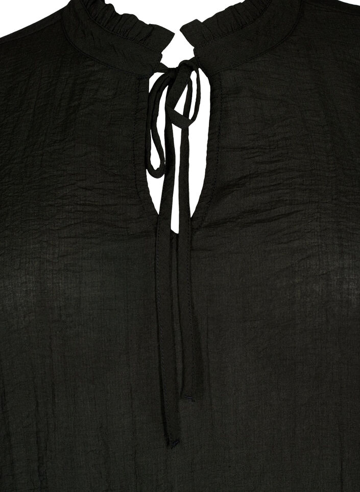 Viskosebluse med peplum, Svart, Packshot image number 2